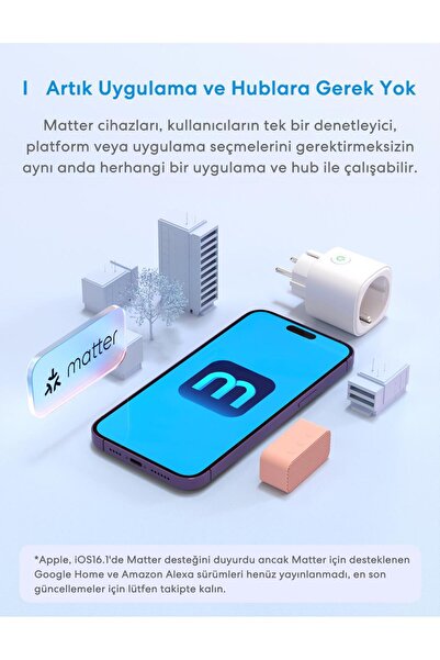 MEROSS Akıllı Priz Mini MSS315 (Apple Home Destekli)