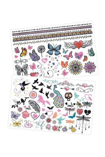 Buki France Temporary Tattoo Set, 75 designs, for girls, 2 sheets