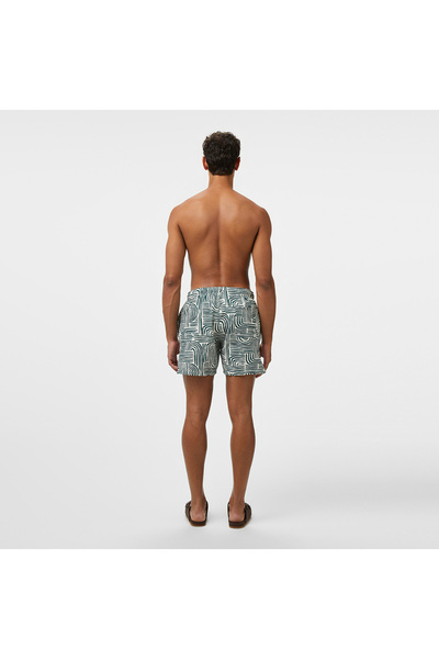 Nautica Erkek Yeşil Regular Fit Desenli Deniz Şortu