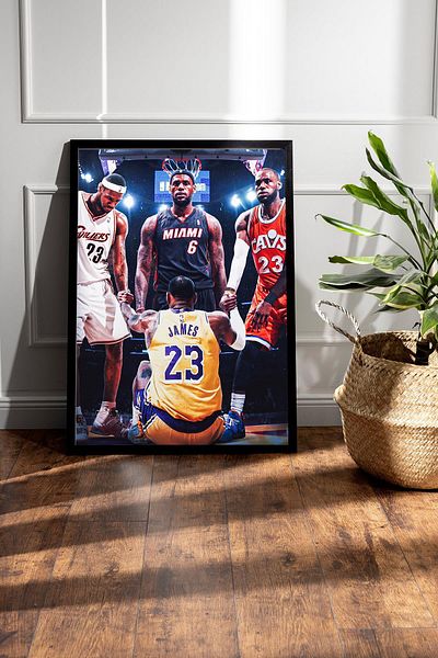 Saturn Lebron James Framed Painting - Basketball Nba Poster Painting