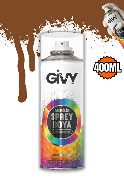 GİVY Akrilik Sprey Boya Açık Kahve RAL 8003 400 ml | Sıcak ve Doğal Kahverengi
