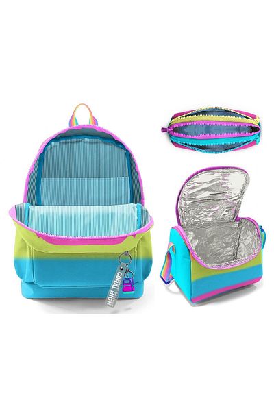 Coral High Primary School Triple School Starter Bag Set - Pink Orange Color Transition, Girl
