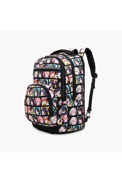 Shout Anime Print 3-Compartment Backpack with Adjustable Straps and Zip Closure - 32x20x45 cms