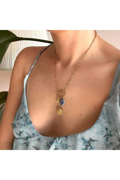 Alice İsstanbul Çelik Arı&Seramik Lale Charmlı Kolye