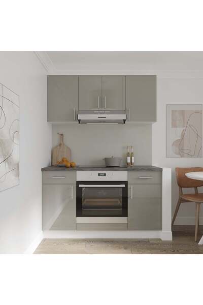 haaus.ro Upper cabinet haaus Karo, One Door, with glass, Glossy Grey/White, MDF, 40 x 30 x 60 cm