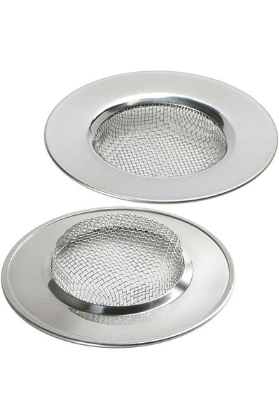 Aptel Set of 2 drain strainers, stainless steel, silver, 7.5 cm
