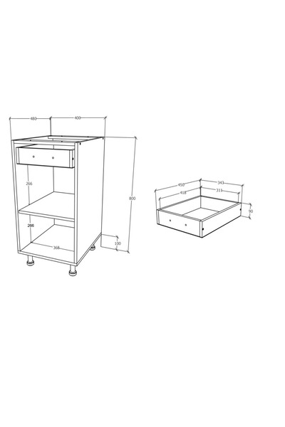 haaus.ro Haaus Karo Base Cabinet, 1 Drawer, 1 Door, Glossy Grey/White, MDF, 40 x 50 x 80 cm