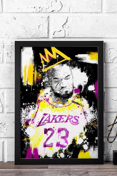 Saturn Lebron James Framed Painting - King James Basketball Nba Poster Painting