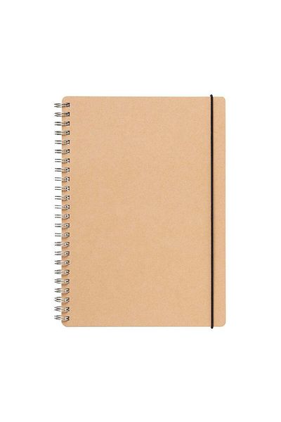 Muji High-Quality Paper Double Ring Notebook with Dot Grid, 70 Sheets, A5, Beige