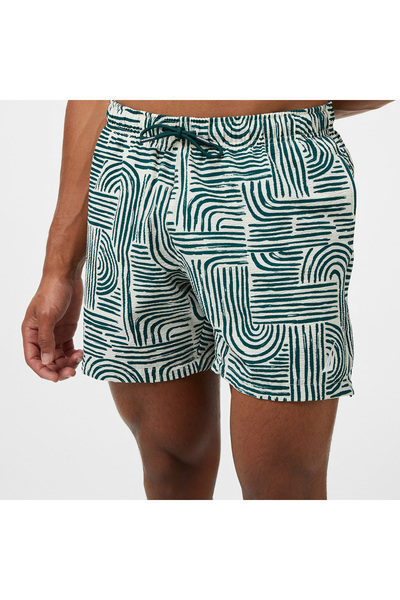 Nautica Erkek Yeşil Regular Fit Desenli Deniz Şortu