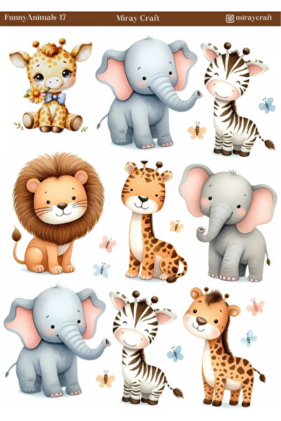 MirayDesign Αυτοκόλλητο με θέμα τα χαριτωμένα ζώα – 12x17 εκ. για άλμηστο βιβ...