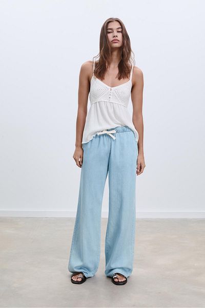 Stradivarius Flowy long denim trousers