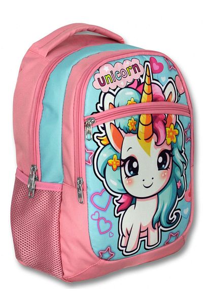 ÜMİT ÇANTA Ümit Çanta Three-Eyed Girl's Primary School Bag - Baby Unicorn - Pink Turquoise - 5048
