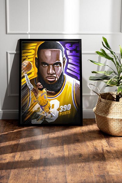 Saturn Lebron James Framed Painting - Basketball Nba Poster Painting