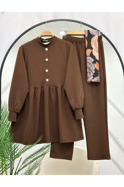 modasindoma Women's Skirt Ruffled Double Suit