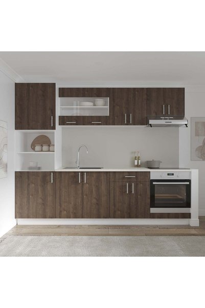 haaus.ro Set Bucatarie Karo V20, Stejar Bronz/Alb, Blat Thermo 28 mm, L 260 cm