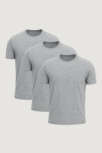 odelon Slim Fit Slim Fit Crew Neck 100% βαμβακερό πακέτο μπλουζάκι 3 τεμαχίων Γκρι - Γκρι - Γκρι