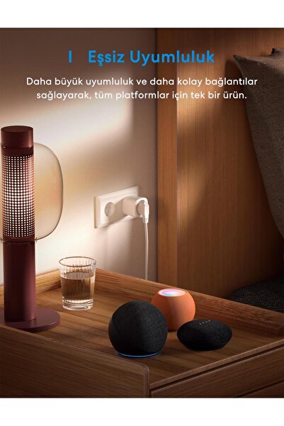 MEROSS Akıllı Priz Mini MSS315 (Apple Home Destekli)
