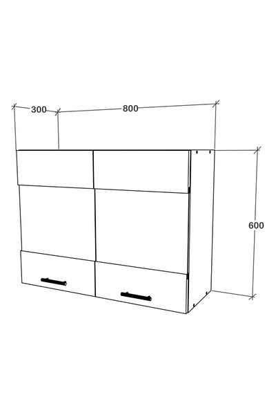 haaus.ro Upper cabinet haaus Karo, 2 Doors, with glass, Bronze/White Oak, 80 x 30 x 60 cm