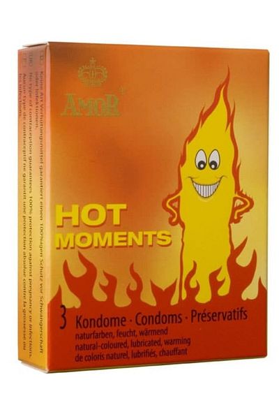 AMOR Latex condoms, Amor, Hot Moments, thermal lubrication, 3 pcs.
