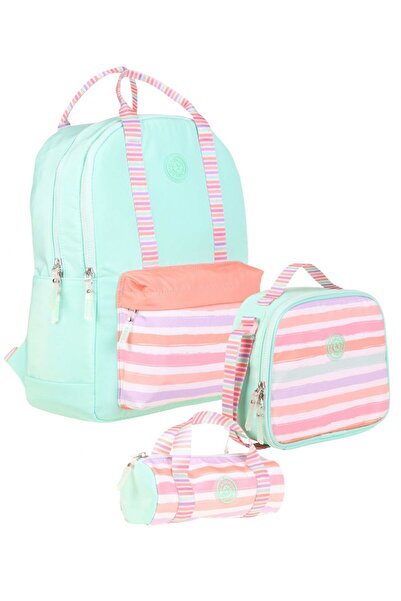 KAUKKO مجموعة حقائب مدرسية ثلاثية للبنات في المدرسة الابتدائية مخططة مزدوجة -...