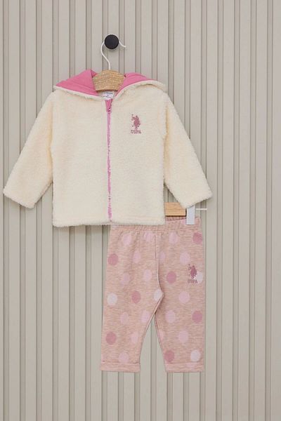 U.S. Polo Assn. Us Polo Baby Girl 3 Piece Set - Cream