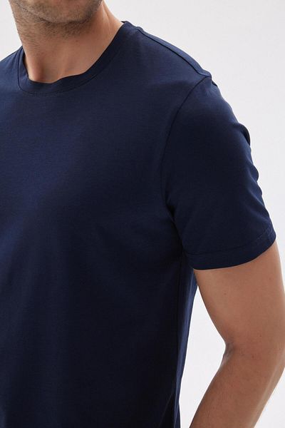 odelon Slim Fit Slim Fit Crew Neck 100% βαμβακερό πακέτο μπλουζών 3 τεμαχίων Navy Blue - Navy Blue - Navy Blue