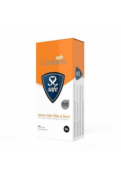 safe Condoms, Safe, Intense Ribs & Nobs, 10 pcs