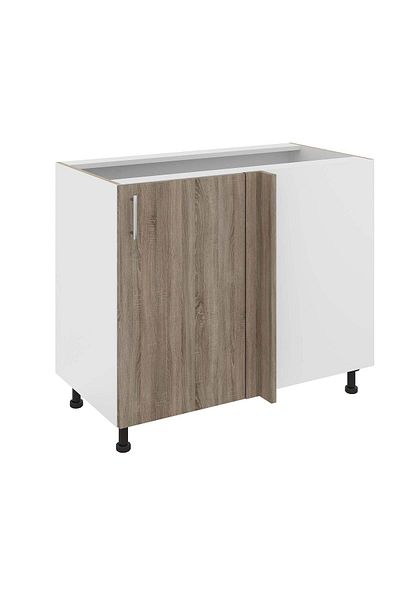 haaus.ro Corp Baza Colt haaus Karo, Stejar Somona Inchis/Alb, 98 x 50 x 80 cm