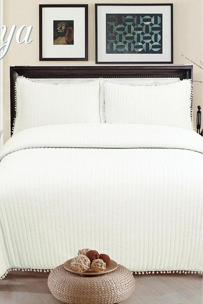Çeyiz Diyarı Asian Fiber Filled Double 240X260 cm Bedspread Cream