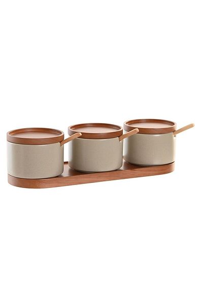 DKR HOME DECOR Sugar bowl, DKD Home Decor, rubber wood, beige brown, 29 x 10 x 7 cm