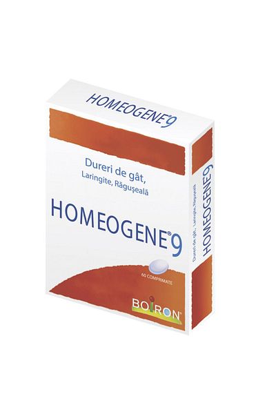 Boiron Homeopathic Medicine, Boiron, Homeogene 9, Treatment of sore throat, Colds, Laryngitis, 60 tablets
