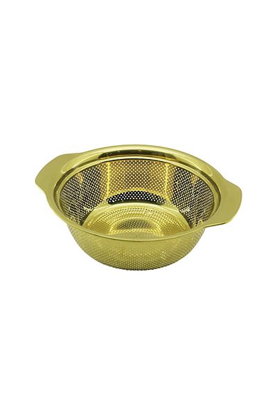Mena Rise Şirinshop 27cm Gold Stainless Metal Basket Strainer with Own Handle 1108107