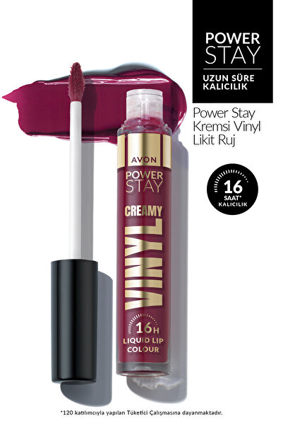 AVON Power Stay Kremsi Vinyl Likit Ruj - In Charge Mauve