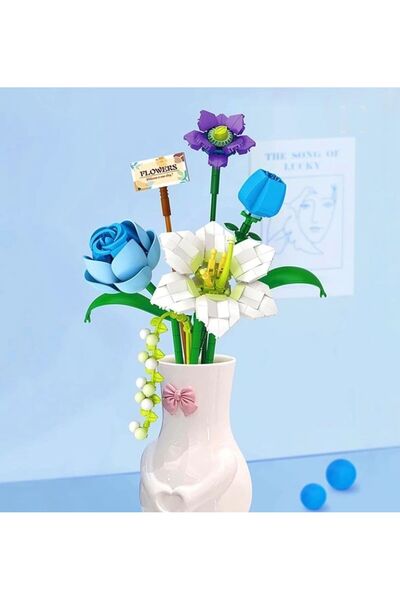 scntoys Decorative Flower Bouquet Building Set Legosu 488 Flower Building Set Cornflower-Gonca Rose-Daisy