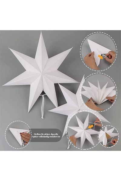 SUNSHINE Christmas Star, White, Paper, 30x30 Cm