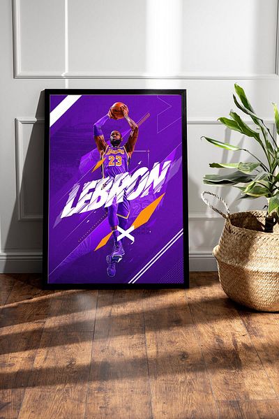 Saturn Pictură înrămată de LeBron James - Pictură poster NBA de baschet