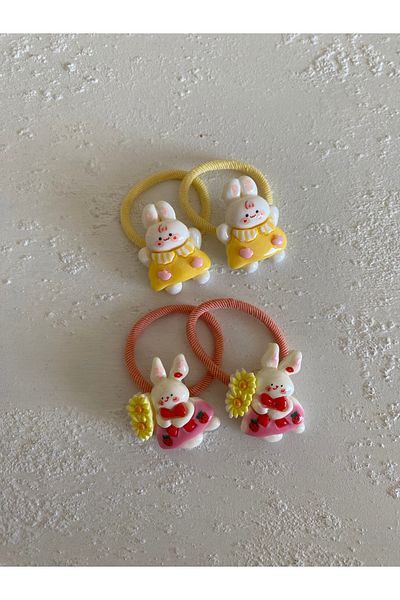 Little Sparkle Co. Baby Girl Iconic Rabbit Figure Rubber Buckle Set 2 Pairs