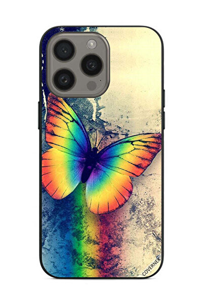 Covernex غطاء حماية لهاتف Apple iPhone 15 Pro بتصميم فراشة قوس قزح عتيقة