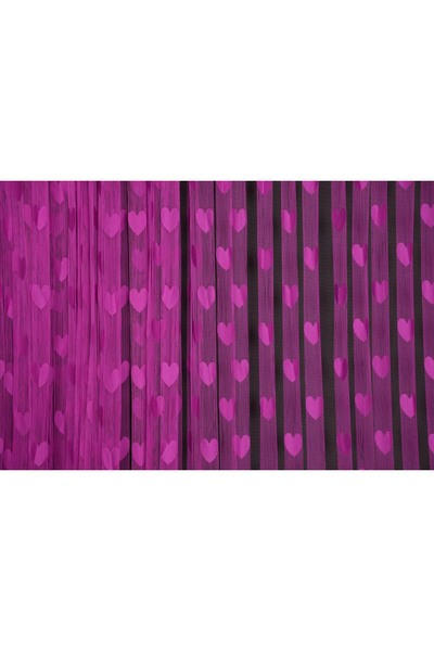 AKÇA TEKSTİL Heart Model Fuchia Color Rope Curtain Ready Rope Curtain 300*270