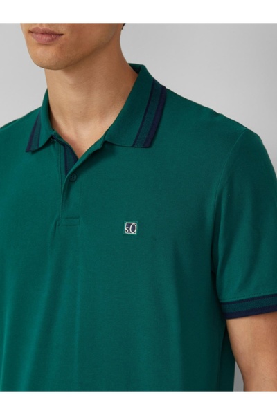 s.Oliver Men's polo shirt with logo print and contrast details