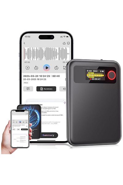 MUEZDUR Voice recorder with translator with GPT Chat, AI intelligence, 64 GB, 104 languages, supports summary, Bluetooth