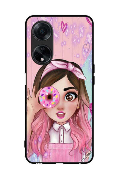 Covernex غطاء حماية لهاتف Oppo A98 5G - رسم فتاة محبة للدونات