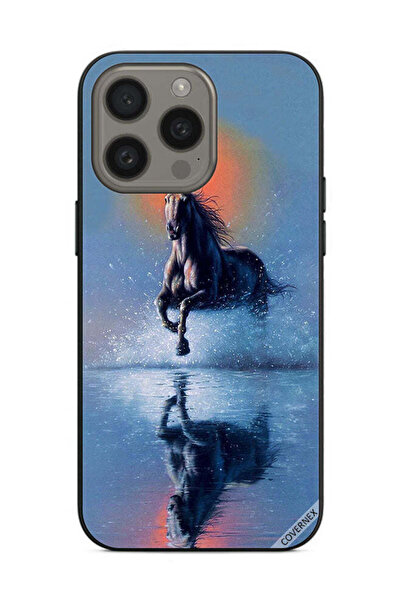 Covernex غطاء حماية لهاتف Apple iPhone 15 Pro Max - رسم حصان يركض في الماء