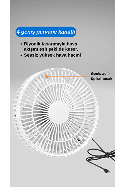 ESTRON 3 Kademeli Usb Girişli Soğutucu Masaüstü Mini Vantilatör Fan ( Beyaz, Lacivert, Siyah, Turuncu )