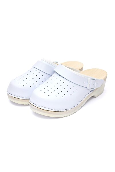 Medibut Women's Leather Medical Clogs 03ab Pu, White