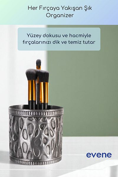 Evene Makeup Organizer Θήκη για πινέλο μακιγιάζ Organizer Organizer Ασημί Αντίκα Χρώμα Μοντέλο 76