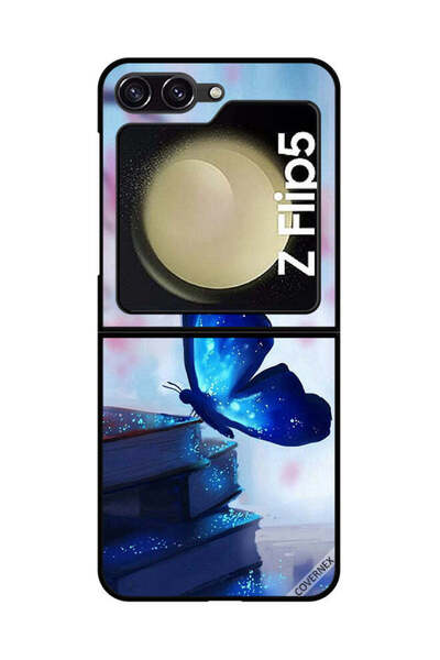 Covernex غطاء حماية لهاتف سامسونج جالاكسي زد فليب 5 بتصميم فراشة جالسة على كتاب