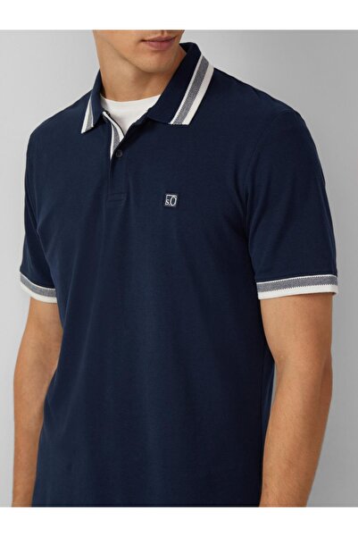 s.Oliver Men's polo shirt with logo print and contrast details