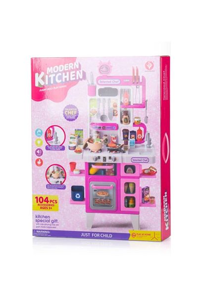 rexa Pink Kids Kitchen Play Set with Light, Sound & Real Water Steam – 101.5x54x22 cm